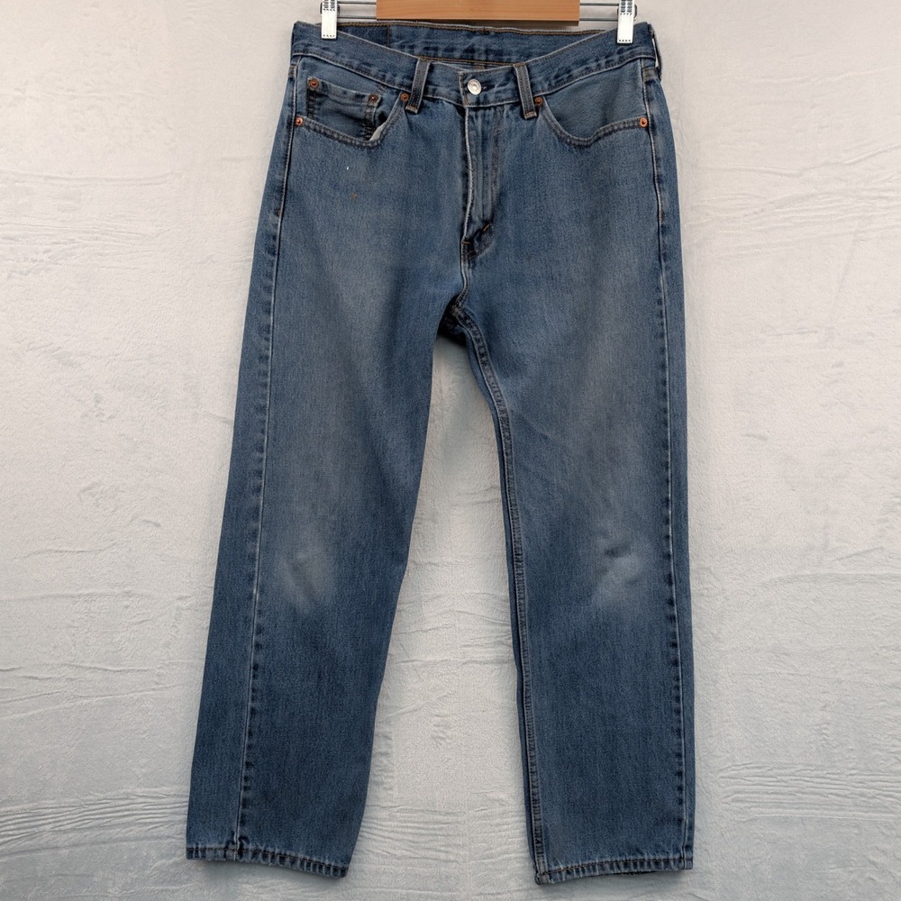 Levi's 505 Jeans Men's 34x29 Blue Regular Fit Straight Leg Red Tab Zip Americana